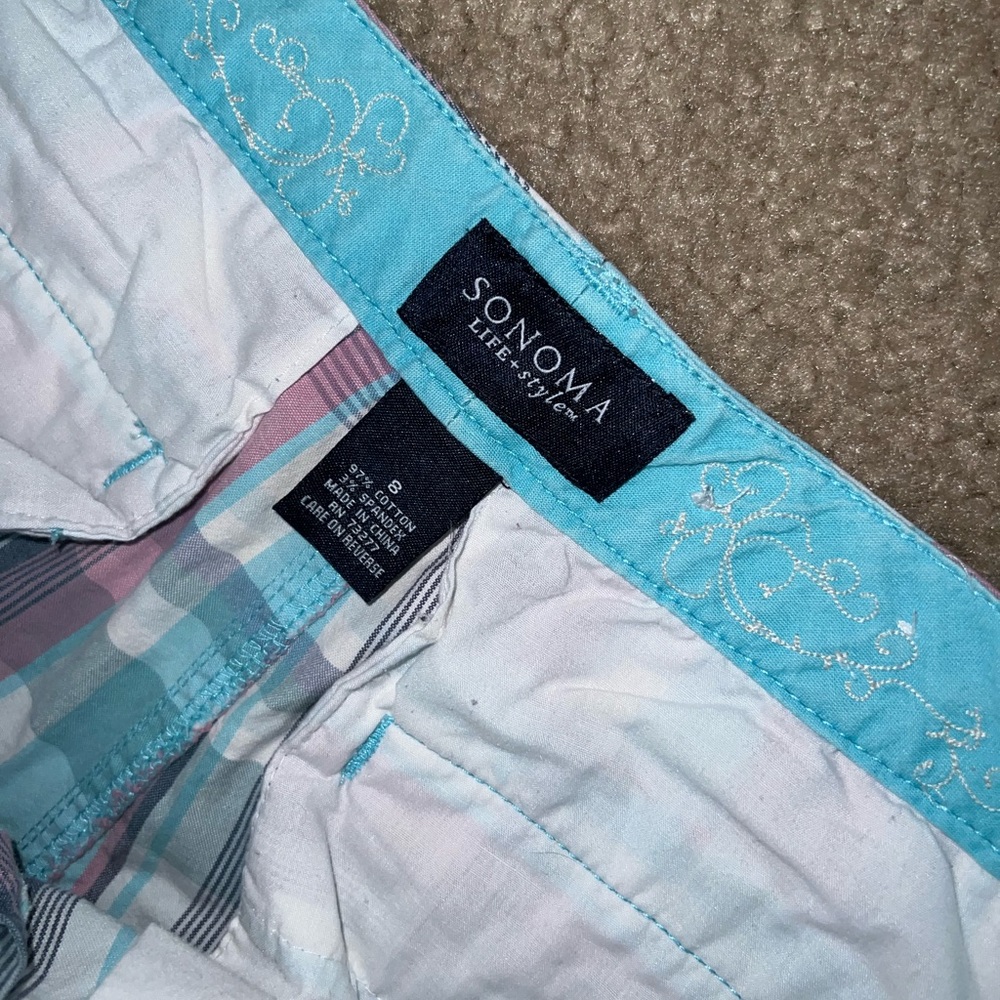 sonoma lifestyle blue & purple plaid shorts size 8 - Picture 4 of 6